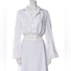 Reformation Linen White Button Down Drawstring Waist Long Sleeve Wide Size S